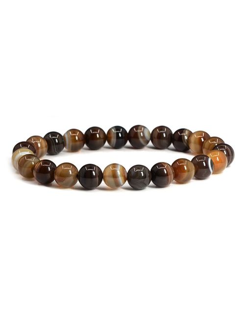 Justinstones Gem Semi Precious Gemstone 8mm Round Beads Stretch Bracelet 7 Inch Unisex