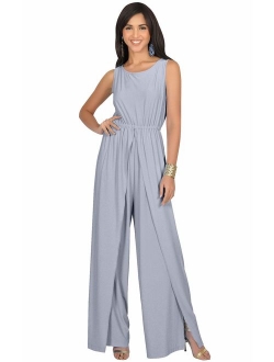 Womens Sleeveless Cocktail Wide Leg One Piece Jumpsuit Romper Playsuit