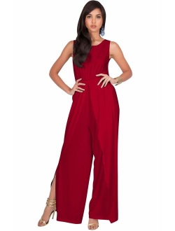 Womens Sleeveless Cocktail Wide Leg One Piece Jumpsuit Romper Playsuit