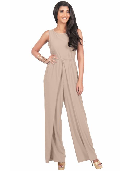 KOH KOH Womens Sleeveless Cocktail Wide Leg One Piece Jumpsuit Romper Playsuit