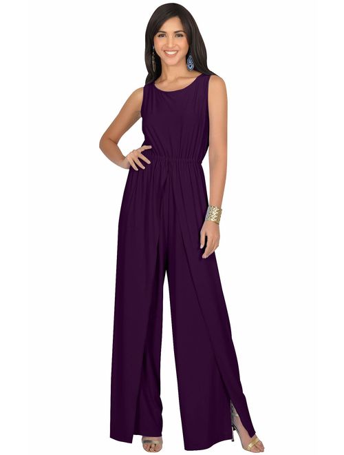 KOH KOH Womens Sleeveless Cocktail Wide Leg One Piece Jumpsuit Romper Playsuit