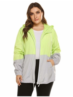 IN'VOLAND Women's Plus Size Raincoat Rain Jacket Lightweight Waterproof Coat Jacket Windbreaker with Hooded