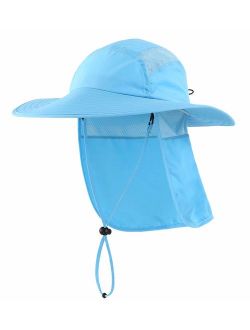 Home Prefer Mens UPF 50+ Sun Protection Cap Wide Brim Fishing Hat with Neck Flap