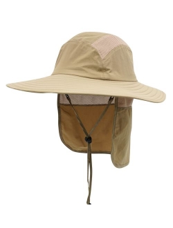 Home Prefer Mens UPF 50+ Sun Protection Cap Wide Brim Fishing Hat with Neck Flap