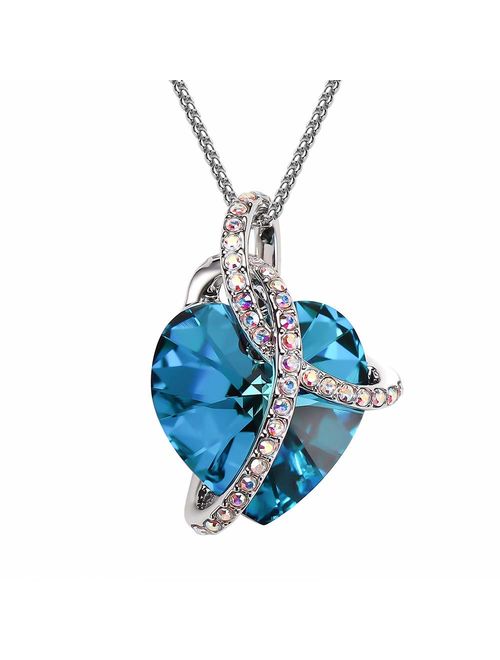 ZIOZIA Necklace Women Made with Swarovski Crystal Chain Love Heart Pendant Kids Jewelry for Girls Gifts for Girlfirend and Mom