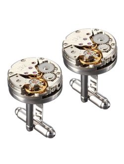 Cufflinks,Baban Deluxe Steampunk Mens Cufflinks Vintage Watch Movement Shape Cufflinks Gift for Men/Father's Day/Lover/Friends/Wedding/Anniversaries/Birthdays with A Eleg