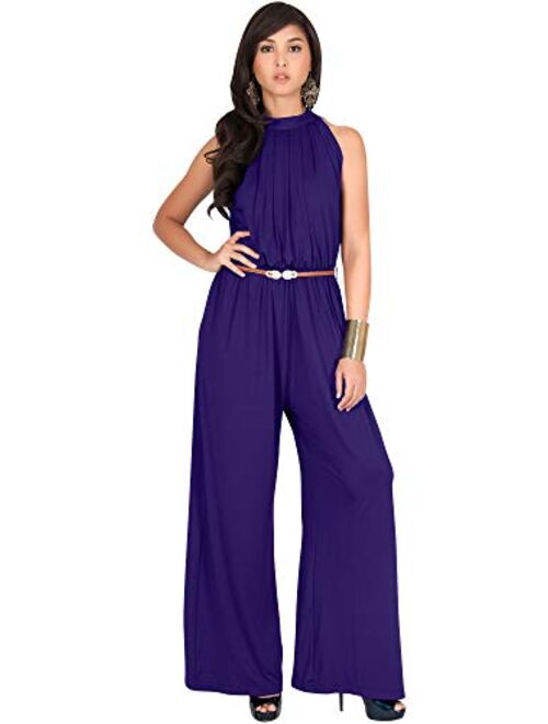 KOH KOH Womens Sexy Sleeveless Wide Leg Pants Cocktail Pantsuit Jumpsuit Romper