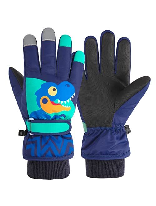 YAPJEB Kids Ski Mitten Waterproof Winter Gloves Mittens for Snowboarding Skating