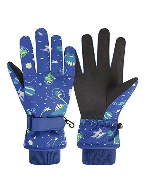 YAPJEB Kids Ski Mitten Waterproof Winter Gloves Mittens for Snowboarding Skating