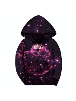 SAYM Big Girls' Youth Galaxy Teen Fleece Zip Jackets Pullover Hoodies Coats