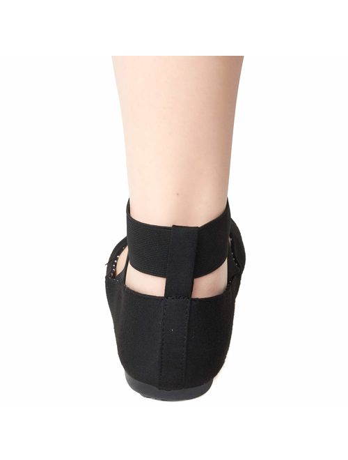 ballet flats with elastic ankle strap