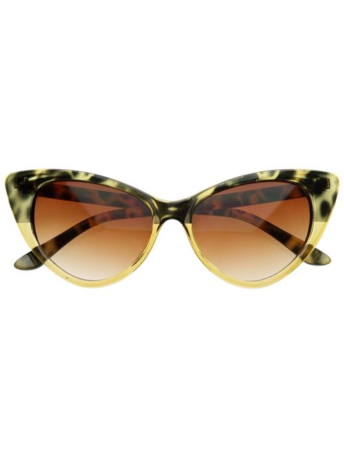 Super Cateyes Vintage Inspired Fashion Mod Chic High Pointed Cat-Eye Sunglasses