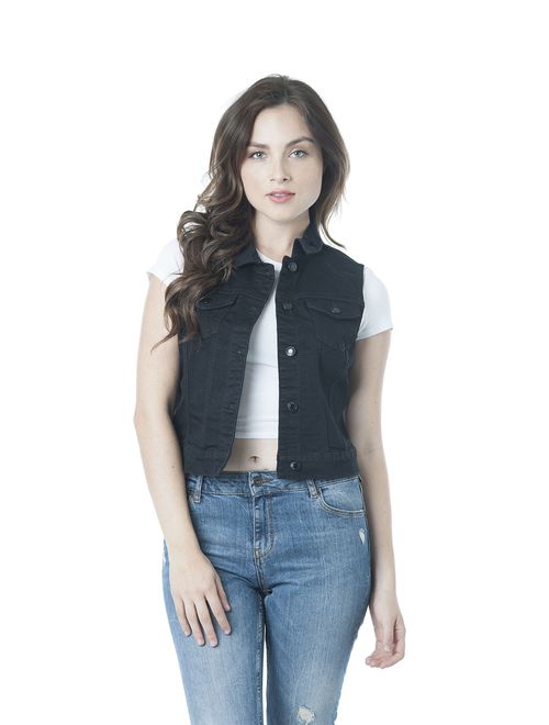 Hollywood Star Fashion Sleeveless Button Up Jean Denim Jacket Vest