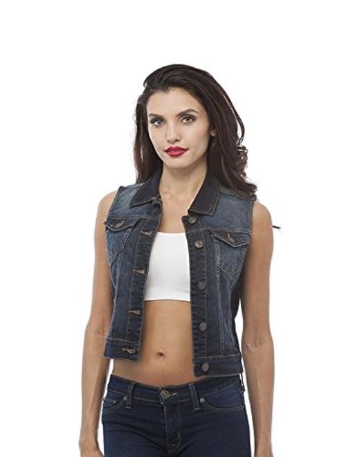 Hollywood Star Fashion Sleeveless Button Up Jean Denim Jacket Vest