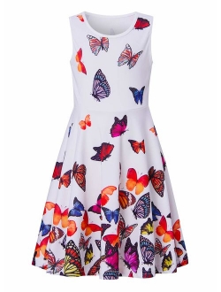 BFUSTYLE Girl Print Dress, Sleeveless Casual Floral Sundress for Girls 4-13 Years