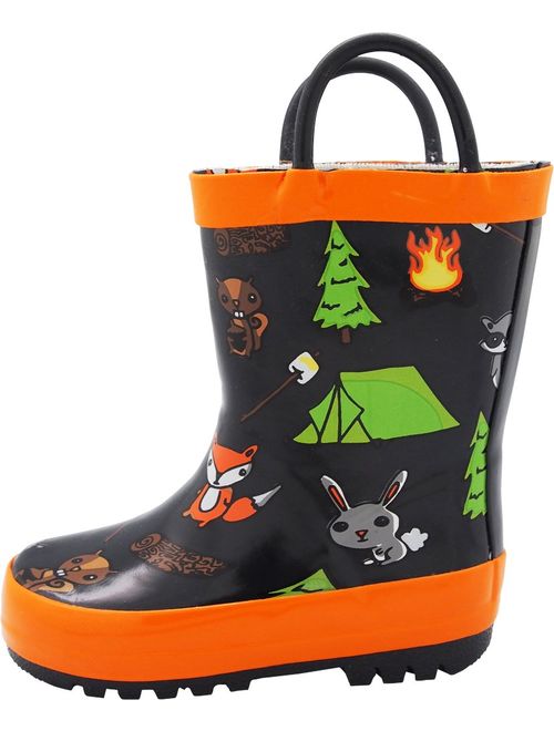 NORTY Waterproof Rubber Rain Boots for Girls & Boys - Toddlers & Big Kids - Solid & Printed Rainboots