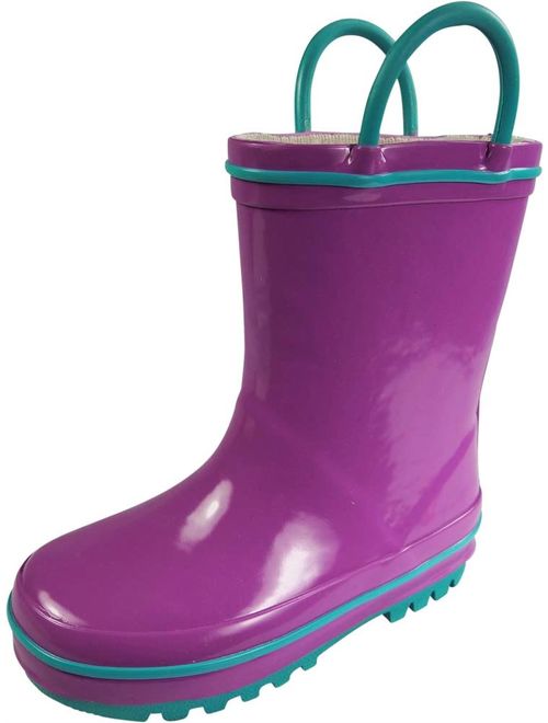 NORTY Waterproof Rubber Rain Boots for Girls & Boys - Toddlers & Big Kids - Solid & Printed Rainboots