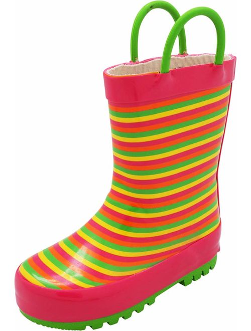 NORTY Waterproof Rubber Rain Boots for Girls & Boys - Toddlers & Big Kids - Solid & Printed Rainboots