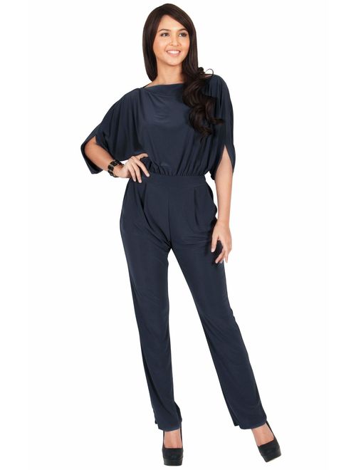 KOH KOH Womens Short Sleeve Sexy Semi Formal Cocktail One Piece Jumpsuit Romper