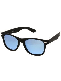 zeroUV - Matte Finish Reflective Color Mirror Lens Large Square Horn Rimmed Sunglasses 55mm