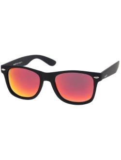 zeroUV - Matte Finish Reflective Color Mirror Lens Large Square Horn Rimmed Sunglasses 55mm