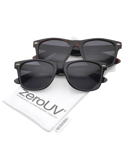 zeroUV - Matte Finish Reflective Color Mirror Lens Large Square Horn Rimmed Sunglasses 55mm