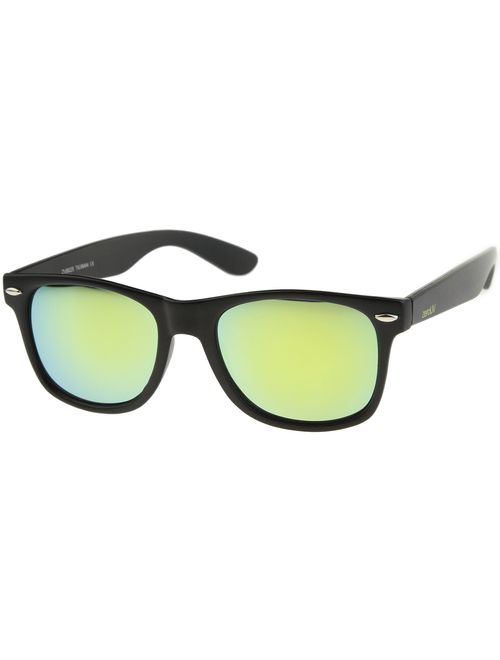 zeroUV - Matte Finish Reflective Color Mirror Lens Large Square Horn Rimmed Sunglasses 55mm