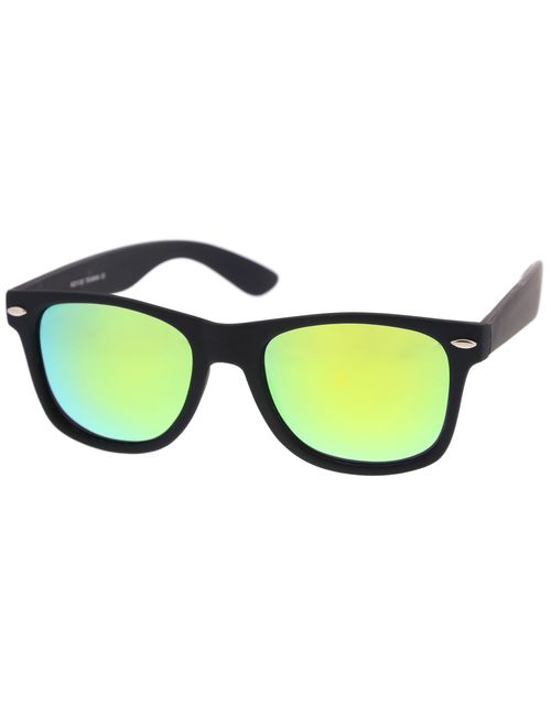 zeroUV - Matte Finish Reflective Color Mirror Lens Large Square Horn Rimmed Sunglasses 55mm