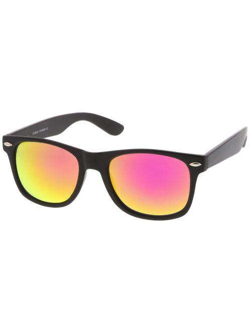 zeroUV - Matte Finish Reflective Color Mirror Lens Large Square Horn Rimmed Sunglasses 55mm