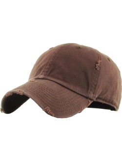 KBETHOS Vintage Washed Distressed Cotton Dad Hat Baseball Cap Adjustable Polo Trucker Unisex Style Headwear