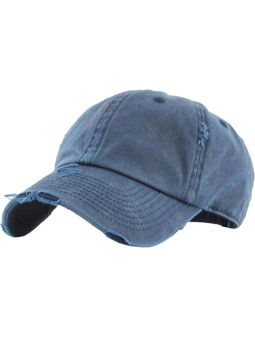 KBETHOS Vintage Washed Distressed Cotton Dad Hat Baseball Cap Adjustable Polo Trucker Unisex Style Headwear