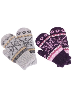 Arctic Paw Women's Snowflake Winter Knit Mittens - Set of 2 Paris