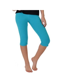 Women's and Girl's Knee-Length Leggings | Stretchy Leggings | Cotton Spandex | XS Child - 5X Adult