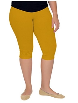 Women's and Girl's Knee-Length Leggings | Stretchy Leggings | Cotton Spandex | XS Child - 5X Adult