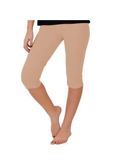 Women's and Girl's Knee-Length Leggings | Stretchy Leggings | Cotton Spandex | XS Child - 5X Adult