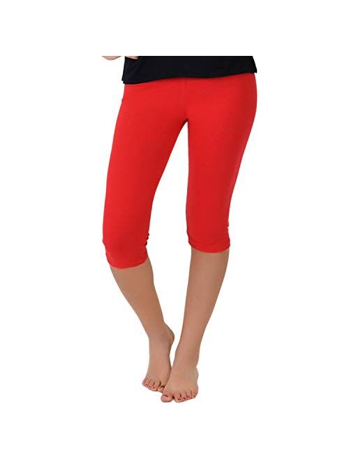 Women's and Girl's Knee-Length Leggings | Stretchy Leggings | Cotton Spandex | XS Child - 5X Adult