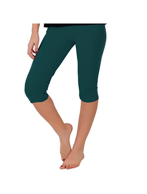 Women's and Girl's Knee-Length Leggings | Stretchy Leggings | Cotton Spandex | XS Child - 5X Adult