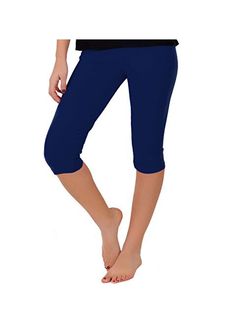 Women's and Girl's Knee-Length Leggings | Stretchy Leggings | Cotton Spandex | XS Child - 5X Adult