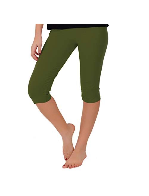 Women's and Girl's Knee-Length Leggings | Stretchy Leggings | Cotton Spandex | XS Child - 5X Adult