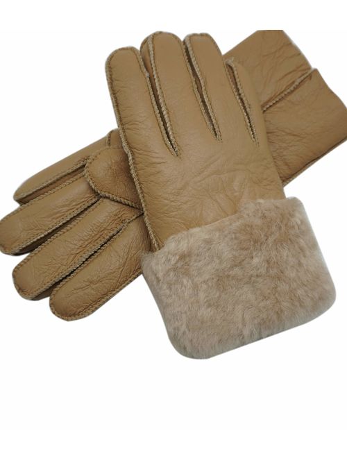 shearling lined leather gloves