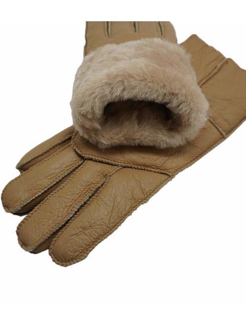 womens shearling lined leather gloves