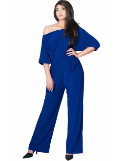 Womens One Off Shoulder Short Sleeve Piece Jumpsuit Pant Suit Romper