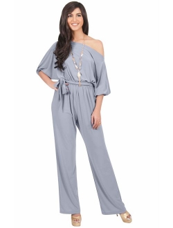 Womens One Off Shoulder Short Sleeve Piece Jumpsuit Pant Suit Romper