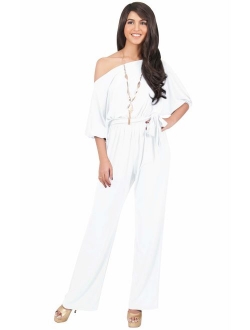 Womens One Off Shoulder Short Sleeve Piece Jumpsuit Pant Suit Romper