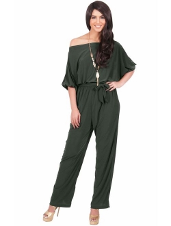 Womens One Off Shoulder Short Sleeve Piece Jumpsuit Pant Suit Romper