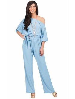 Womens One Off Shoulder Short Sleeve Piece Jumpsuit Pant Suit Romper