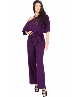 Womens One Off Shoulder Short Sleeve Piece Jumpsuit Pant Suit Romper