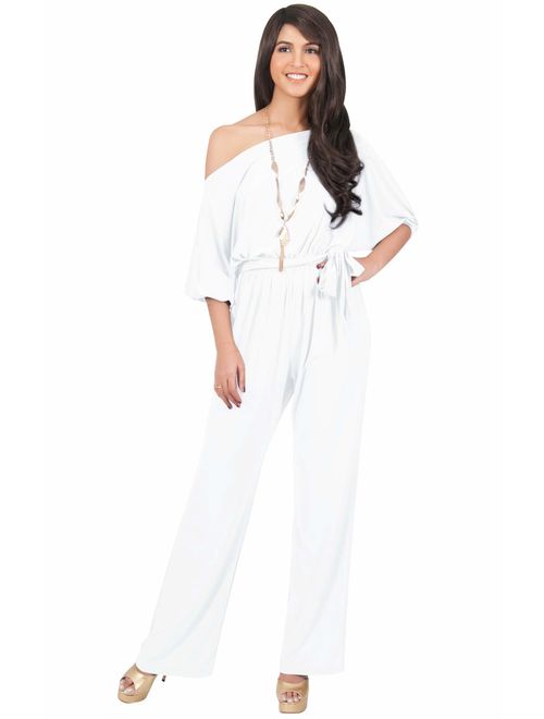 KOH KOH Womens One Off Shoulder Short Sleeve Piece Jumpsuit Pant Suit Romper