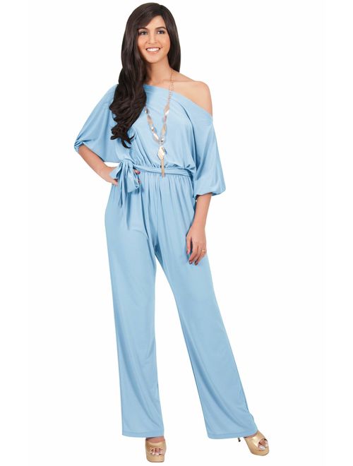 KOH KOH Womens One Off Shoulder Short Sleeve Piece Jumpsuit Pant Suit Romper