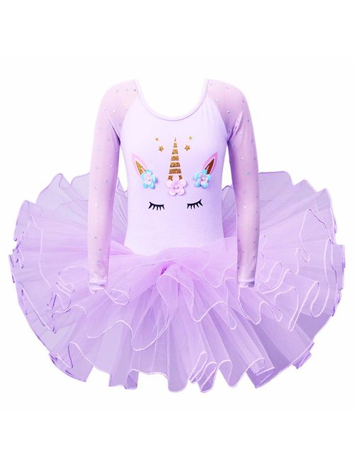 BAOHULU Leotards for Girls Ballet Dance Tutu Skirted Princess Dress 3-8 Years